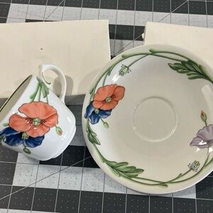 Villeroy & Boch Floral Coffee Set - White, Green, Orange, Blue